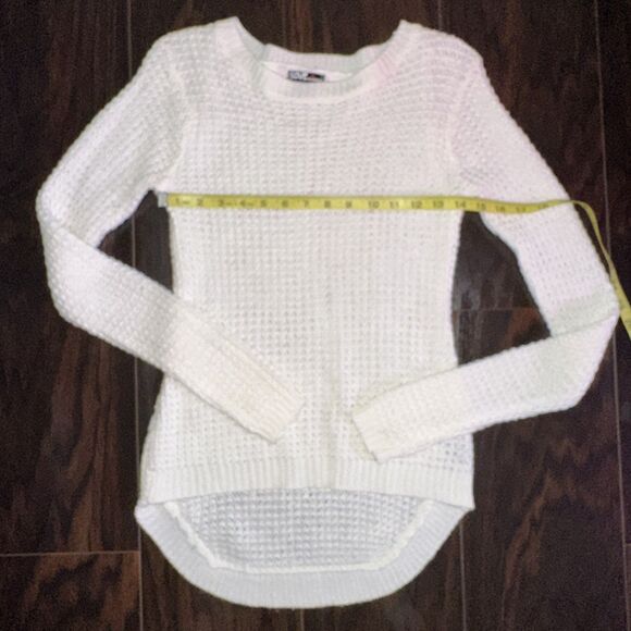Love by Chesley White Sweater Women’s M Medium Open Knit Long Sleeve High Low - Picture 12 of 15
